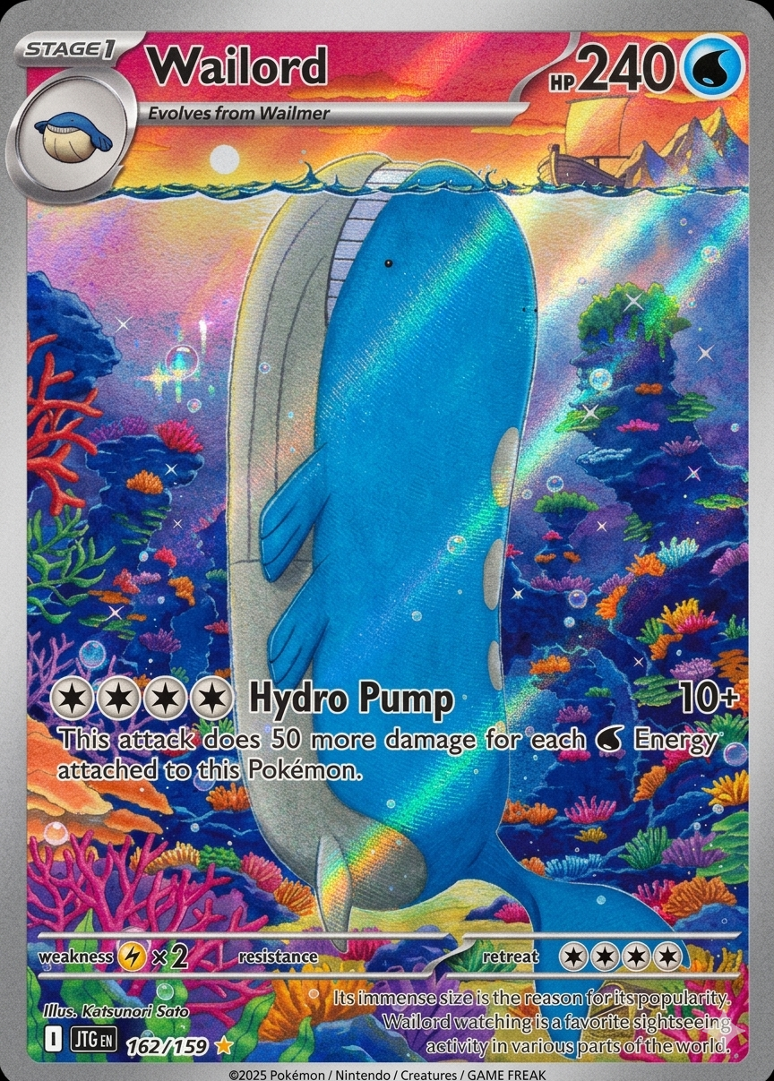 Wailord 162/159 SV09 Journey Together Holo Full Art Pokémon Card Near Mint